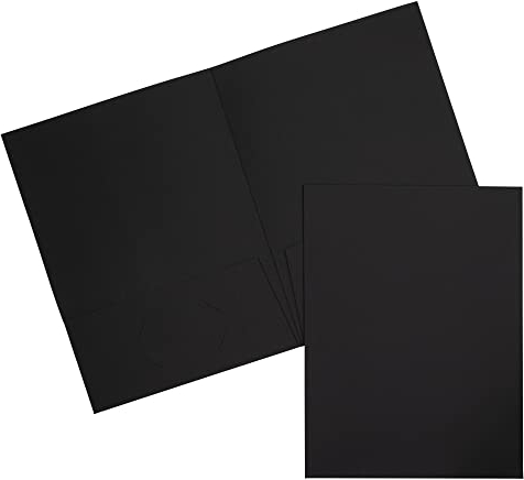 JAM PAPER Two Pocket Textured Linen Presentation Folders - Letter Size Business Folder - Black - 6/Pack