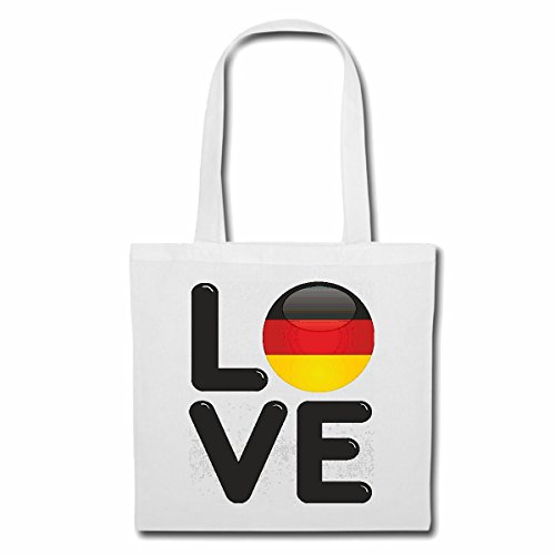 Reifen-Markt Tasche Umhängetasche I LOVE DEUTSCHLAND GERMANY ICH LIEBE DEUTSCHLAND FUSSBALL BERLIN HAMBURG KÖLN LUDWIGSHAFEN FREIBURG Einkaufstasche Schulbeutel Turnbeutel in Weiß