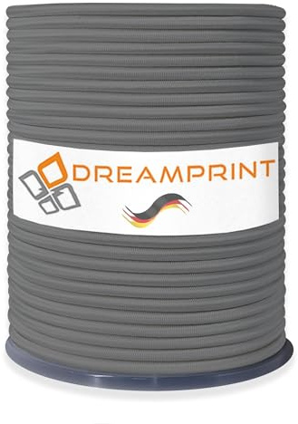 Dreamprint Expanderseil 100m Grau 10mm Ø - Gummiseil, Planenseil, elastisches Seil für Innen & Außen - Wetterfest & Reißfest - Ideal für Ladungssicherung, Planenbefestigung, Camping & Outdoor