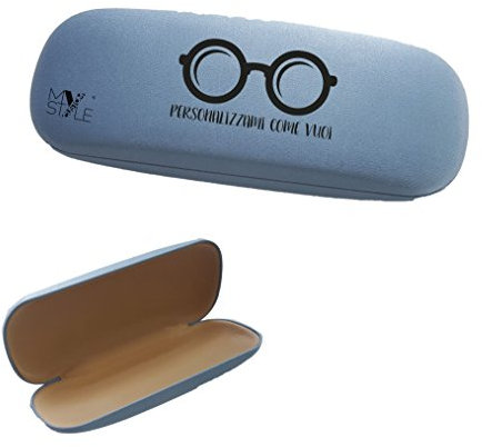 My Custom Style Astuccio Custodia Porta Occhiali Personalizzato, Colore Azzurro