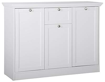 Newfurn Sideboard Kommode Landhaus Anrichte Highboard Mehrzweckschrank II 120x90x 40 cm (BxHxT) II [Marlo.Five] in weiß/Weiß Wohnzimmer Schlafzimmer Esszimmer