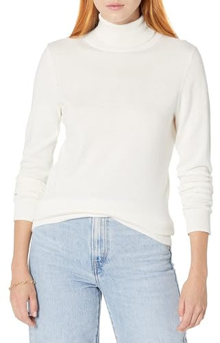 Amazon Essentials Women's Classic-Fit Lightweight Long-Sleeve Turtleneck Jumper (Available in Plus Size), Ivory, XXL