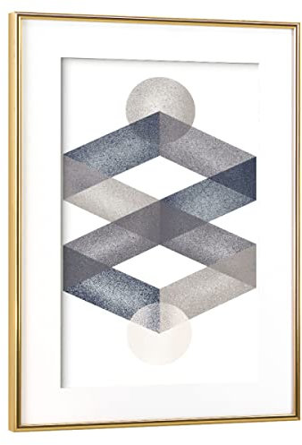 artboxONE Poster mit Rahmen Gold 75x50 cm Infinity in Grey von Sasha Lend - gerahmtes Poster
