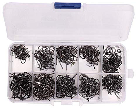 Angelhaken 500 Stück Seefischerei Terminal Tackle Haken Größen 3-12 Angelhaken Set mit klarer Angelbox für Angelzubehör(#2)