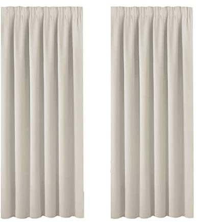 BellaHills Window Treatment Blackout Thermal Insulated Room Darkening Solid Pencil Pleat Curtains/Drapes for Bedroom (Set of 2 Panels, 66 by 72 Inch Drop, Light Beige)