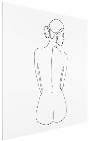 Bilderwelten Wandbild Line Art Kunstdruck - Akt Frau Rücken Schwarz Weiß, 60 x 60cm
