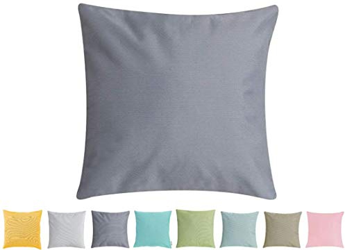 Premium Outdoor Kissen/Dekokissen Hochwertig – Wetterfest – Wasser- & Schmutzabweisend - 100% Polyester (47x47cm, Grau)