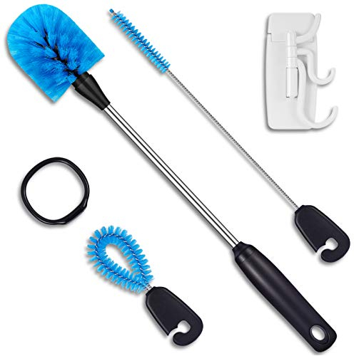 3-in-1 Stainless Steel Water Bottle Cleaning Brush Set, Long Handle Bottle Cleaner Set with Storage Hook, Built for Narrow Neck Bottles, Sports Bottles, Straws, Baby Bottles, Hydro Flask, Sippy Cups