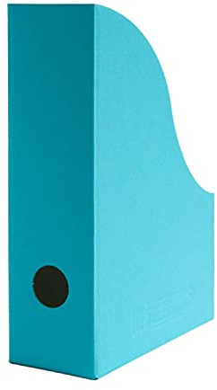 5 x PresentFill® Kleine Stehsammler Zeitschriftensammler Stehordner für DIN A5 Format umweltfreundlichen 100% Recycling Karton - Made in Germany für Schreibtisch, Archiv und Aufbewahrung (Azur Blau)