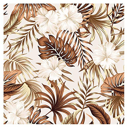 murando - Vlies Tapete Deko Panel Fototapete tropische Blätter Wanddeko 10 m Tapetenrolle Mustertapete Wandtapete modern design Dekoration - Palme Blumen beige braun b-B-0575-j-a