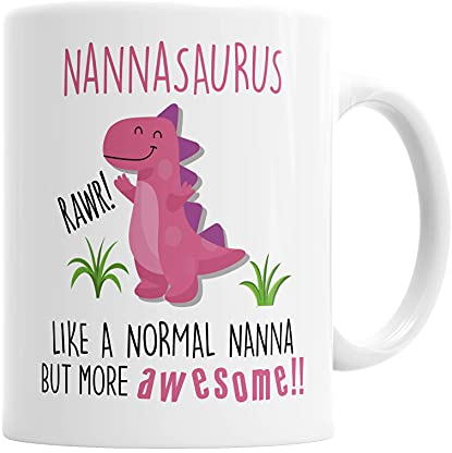 Nannasaurus Mug Nanna Dinosaur Cup for Fathers Day Birthday Christmas Funny Mug Present for Nanna