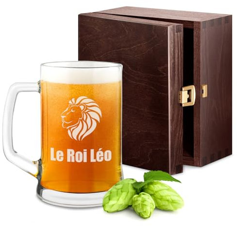 Maverton Chope à Bière Gravée de 50 cl – Chope personnalisée avec Anse - Verre pour les Amateurs de Bière – Cadeau Anniversaire Homme - Cadeau Homme - roi