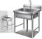 J-DYHGB Outdoor Edelstahl Spüle Standwaschbecken | Mobiles Spülbecken Für Garage Garten Industrie Miniküche | Mit Wasserhahn Armatur | Camping Waschbecken (Size : L60cm W60cm H80cm)