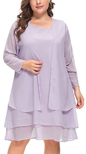 LIDLIT Lot de 2 robes de mère de la mariée en mousseline de soie à manches longues pour femme, 2-Violet, XXX-Large plus