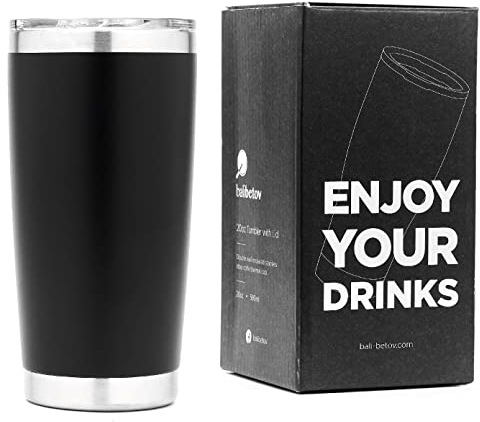 BALIBETOV Vaso Termo (590 ml) - Vaso Termo Cafe para Llevar - Taza Termica para Llevar Cafe, Té, Vino, Cerveza y mas - para Frio y Calor (Negro)
