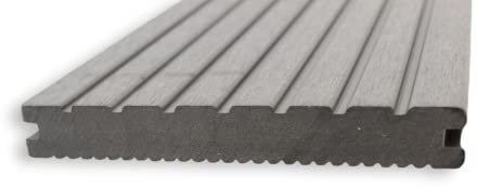 Gartenwelt Riegelsberger WPC Lame de terrasse profil complet 20 x 145 mm Gris clair Longueur 120 cm