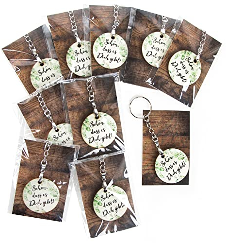 Logbuch-Verlag 10 Hochzeitsgastgeschenke - kleine Glückstaler aus Holz Schön, dass es dich gibt Eukalyptus Give-Away Deko