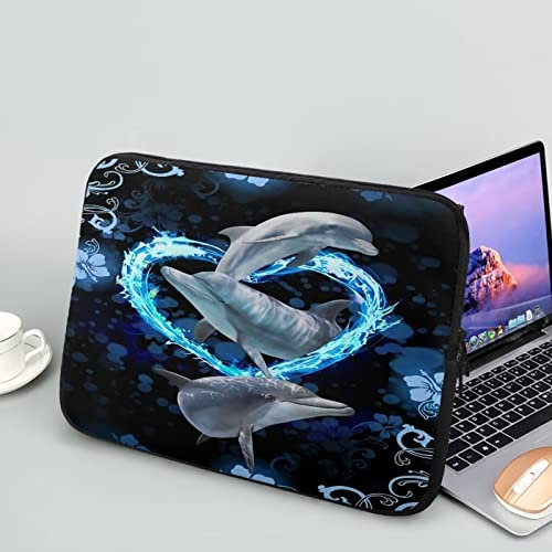 Showudesigns Dolphin Housse en néoprène pour ordinateur portable 17 durable et léger - Idéal pour les voyages d'affaires, le travail - Fleur