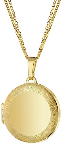 trendor Medaillon Gold 333/8K mit vergoldeter Silberkette zauberhafter Echtschmuck für Damen, Goldschmuck für Frauen, tolle Geschenkidee, 15528-45 45 cm