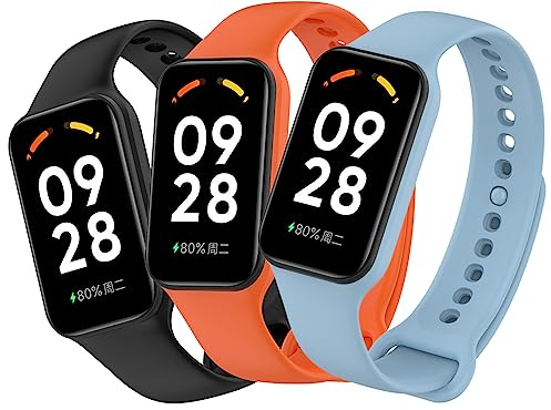Xisair 3 Piezas Correa Compatible Con Redmi Smart Band 2 / Xiaomi Smart Band 8 Active - Pulsera Deportiva de Silicona Para Band 8 Active y Redmi Band 2
