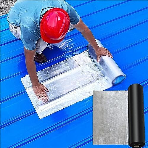 Bitumen Aluband Reparaturband Dichtband,Dachbahn Selbstklebend,Dachfolie,Wasserdichtes Isolieren,für Flachdach,Gartenhaus Dach,Metalldachbahn,Gartenhäuser,Carport (0.2x5m)