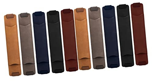 Operitacx 10stücke Teiliges Pu Leder Stifthalter Mit Elastischem Band Für Notizbuch Wasserabweisend Und Kratzfest Für Büro Und Schule Schwarz Braun Dunkelblau Und Weinrot