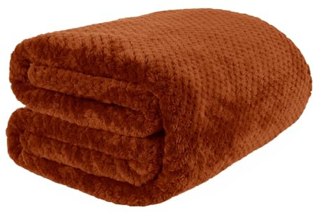 DREAMSCENE Überwurfdecke, Waffelrot, superweich, warm, bequem, Waffeldecke, über Sofa, Winterüberwurf, Doppelbett, rostrot, 150 x 200 cm