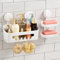 TAILI Shower Caddy & Double Layer Soap Dish Bathroom Storage Set No Drilling Rustproof Removable Vacuum Shower Organiser Shelf Soap Toothbrush Holder Set,Kitchen Wall Mounted, White