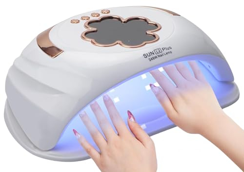 248W Lampada Unghie LED UV per Mani Doppie, Grande Spazio Lampada UV per Unghie Con 4 Impostazioni Timer,Asciugatrice per Gel a LED per Gel per Smalto, Fornetto Unghie Semipermanente per Manicure (1)