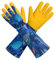 KAYGO Gardening Gloves Long Sleeve for Women Ladies, Synthetic Leather Gauntlet, Water Repellent, Ideal for Garden and Yard Work Watering Planting, KG129L (Yellow & Blue, M)