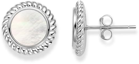 Damen Ohrringe Silber 925, Echter Natürlicher AAA Perlmutt Edelstein Ohrstecker