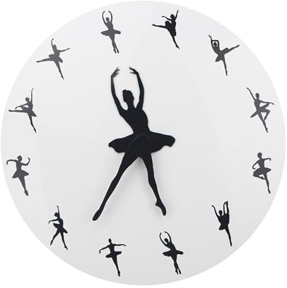 Baoblaze Ballerina-Wanduhr, geräuschlose Uhr, leise, Moderne Balletttänzerin, Acryl, 30,5 cm, Wandornament, dekorative Uhr für Tanzstudio