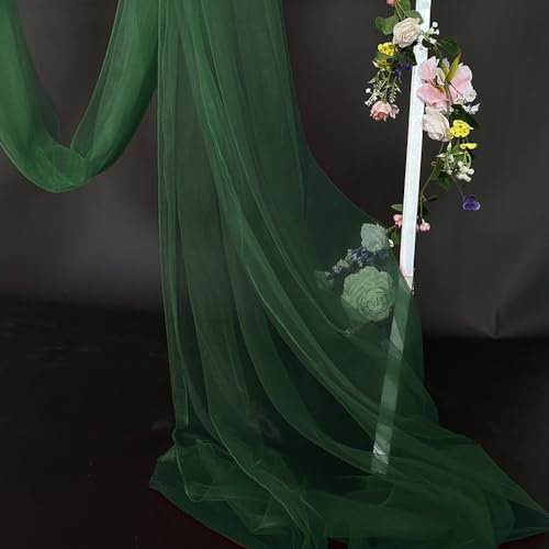 10m x 160cm Soft Tüllstoff,Tüll Stoffe zum Nähen,Netzstoff Dekostoff Drapierstoff für Arbor Hochzeit Vorhang Hochzeitsbogen Freihanddeko Torbogen Zeremonie Party Dekor Kleid Tüllrock,Dunkelgrün