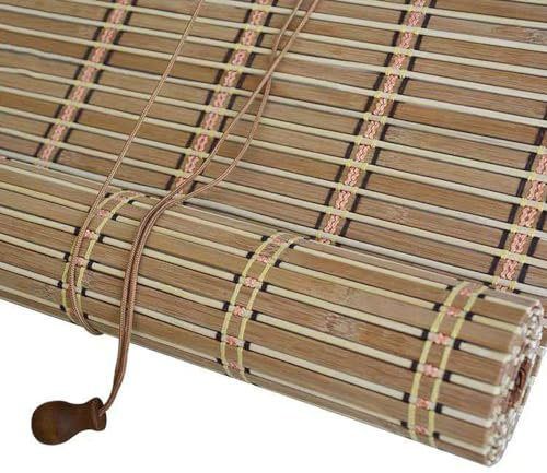 HXOUTGKP Made to Measure Bamboo Roller Blinds,Retro Roman Blackout Blinds,Thermal Insulated,for Indoor,Outdoor/130Cm * 220Cm