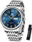 OLEVS Silber Herrenuhr Blau Zifferblatt Classic Quarz Analog Uhr Herren Wasserdicht Großes Edelstahl Herren Armbanduhr mit Datumsanzeige Business Kleid Männer Uhr Arabische Ziffern Geschenke