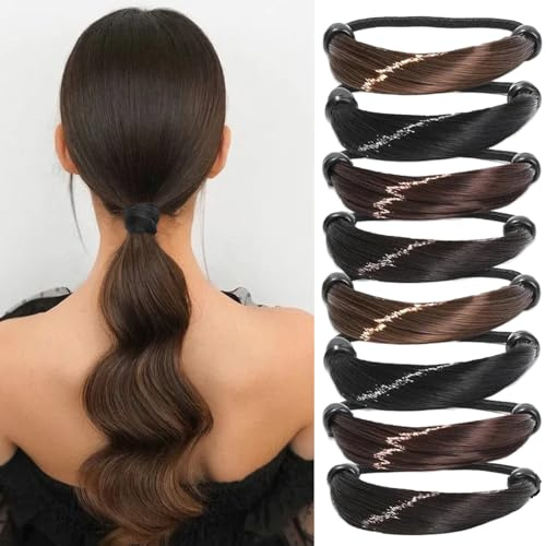 8 Stück glatte Perücken-Haargummis für Damen, elastisches Haarseil, Kopfseile, hoher Pferdeschwanzhalter, Haargummi, unsichtbarer Haargummi, langes Haarstyling-Zubehör für den täglichen Gebrauch (4