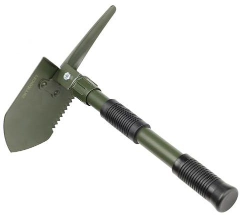 Amtech - Folding Shovel and Pickaxe for Camping, Gardening, and Emergency Use, Durable Steel, Ideal for Digging, Cutting, and Scraping, Portable and Collapsible, Includes Storage Pouch