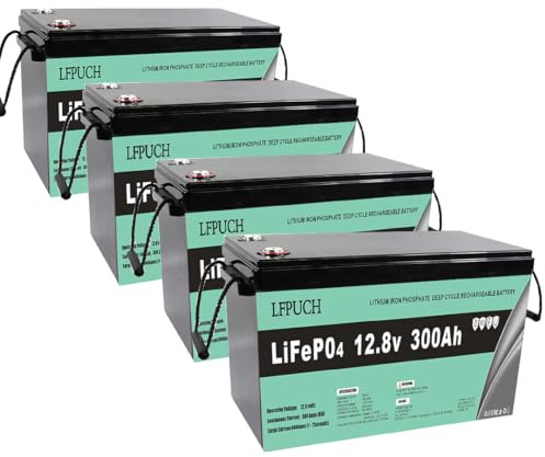 Leisure batterie，4 Stück 12 V 300 Ah LiFePO4-Batterien, 15 kWh Lithium-Eisenphosphat-Batterien, können in Reihe zu 48 V (51,2 V) 300 Ah geschaltet werden, Geeignet für Energiespeichersysteme, Camping