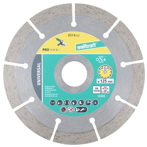 wolfcraft Diamant-Trennscheibe PRO UNIVERSAL I 8314000 I Universell einsetzbar – ideal für Betonerzeugnisse I Ø 125mm I 10mm