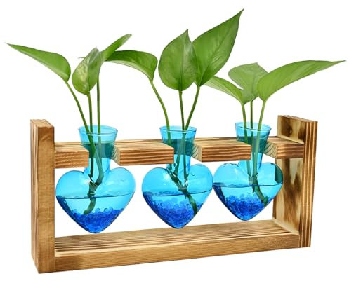 Yeomoo Vase en verre pour plantes - Décoration de bureau - Vase vintage en verre en forme de cœur - Cadeau pour femme et homme - Cadeau d'anniversaire - Décoration de jardin - Décoration de table de
