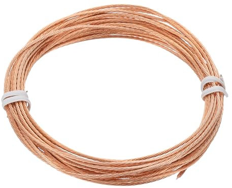 PATIKIL Bare Copper Ground Wire, 18 Gauge 15 Feet Solid Braided Copper Cables Electronic Wire Grounding Conductor Stranded Metallic Wire for Lamp Electrical Equipment