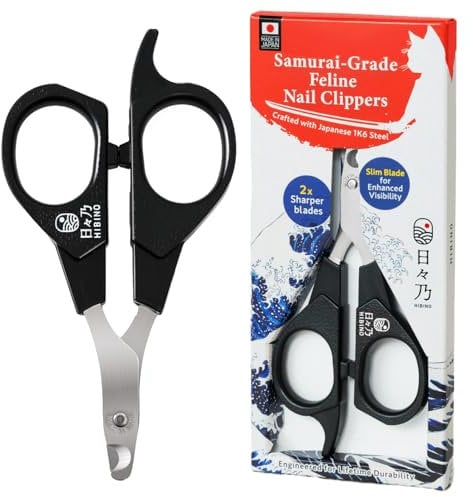 HIBINO Samurai-Grade Cat Nail Clippers – Vet Recommended, Sharper, Quieter & Safer | Precision-Engineered Blade | Ergonomic Non-Slip Grip for Stress-Free Grooming | Lifetime Durability | Made in Japan