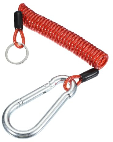 PATIKIL 5 ft Breakaway Trailer-Kabel, Anhänger Bremskabel Sicherheitskabel Gurt Feder Abschleppen Gewickeltes Draht mit Clip für Wohnwagen Anhänger Not-Aus-Schalter, Rot