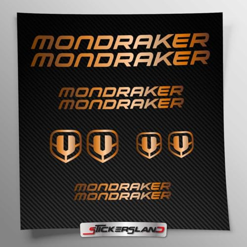 Aufkleber-Set kompatibel mit Rahmen Mondraker MTB Mountainbike und Helm | Decals Aufkleber für Fahrrad Schriftzug Logos | Stickersland® (Kupfer / Bronze glänzend metallisiert)