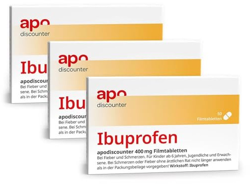 apodiscounter Ibuprofen 400 mg Schmerztabletten (3x 50 Stk) - schnell wirksam & stark gegen Schmerzen