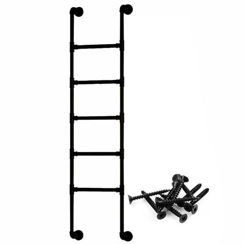 4 Fuß 5 Fuß 6 Fuß 7 Fuß 8 Fuß Kellerfenster-Ausstiegsleiter mit 48 Sprossen, schwarze Dachboden-Etagenbettleitern aus Schmiedeeisen, an der Wand montierte Trittleiter aus Metall für den Dachboden, e