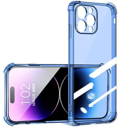 CIBOS Funda de Silicona Color Caramelo para iPhone 15 y 14, Transparente, Fina, con Cristal Trasero (para 7 Plus, 8 Plus/Azul)