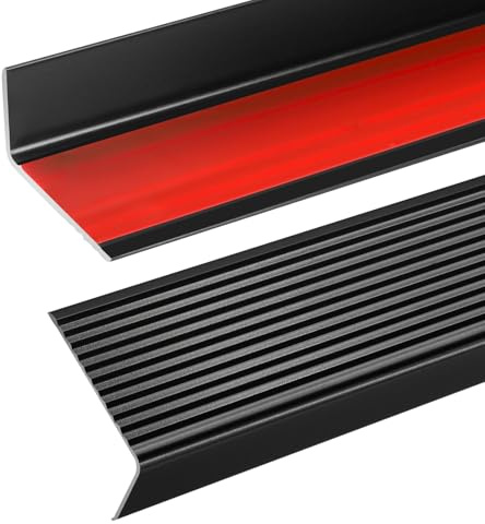 Orechic Black 36 Metal Stair Nosing, Heavy-Duty Aluminum Self-Adhesive Stair Edge Protector for Indoor/Outdoor Stairs, Non-Slip Tread Cover, L- Molding(36 x 1.2 x 2 in, 2Pcs)