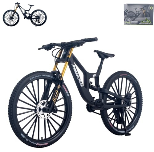 Kuasting 1:8 Scale Mountain Bike Toy DS Die-Cast Mini Finger Fahrrad Modell Desktop Dekoration Scale Men Toy DH Alloy Bike Action Figur Spielzeug für Cake Topper Crafts (Schwarz)