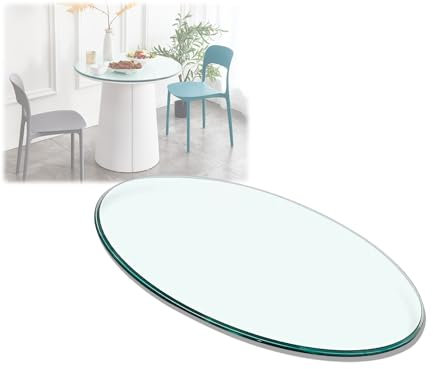 Transparent Glasplatte Runde Tischplatte aus Gehärtetem Glas, Ø38-70cm Glasscheibe Rund Ersatzteil für Gartentische/Couchtische/Esstische, Einfach Zu Säubern(65cm/25.6inch)